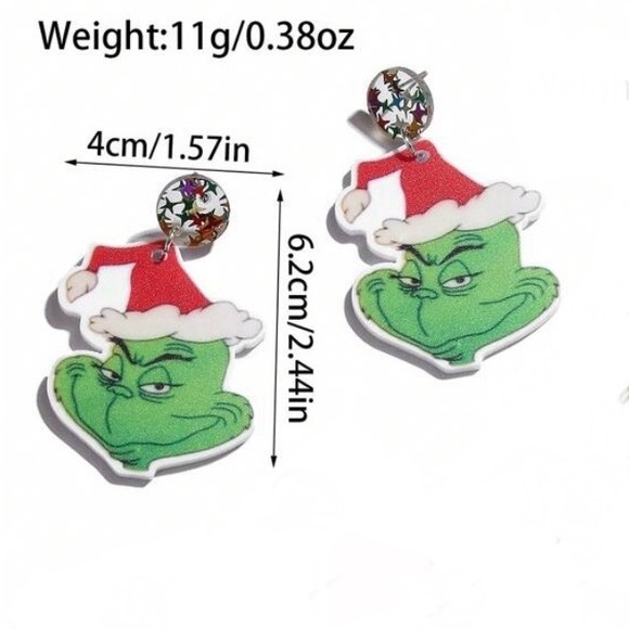 The Grinch Acrylic Earrings - Picture 3 of 3